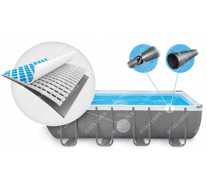 26364 Каркасный бассейн Rectangular Ultra Frame 7,32х3,66х1,32м Intex+песч.фильтр 7900 л/ч
