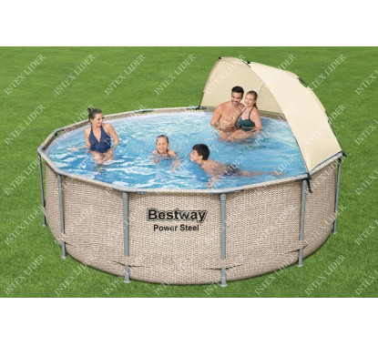 Круглый каркасный бассейн Bestway 396х107см+фильтр-насос, лестница, тент (5614V)