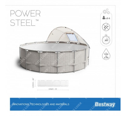 Круглый каркасный бассейн Bestway 396х107см+фильтр-насос, лестница, тент (5614V)